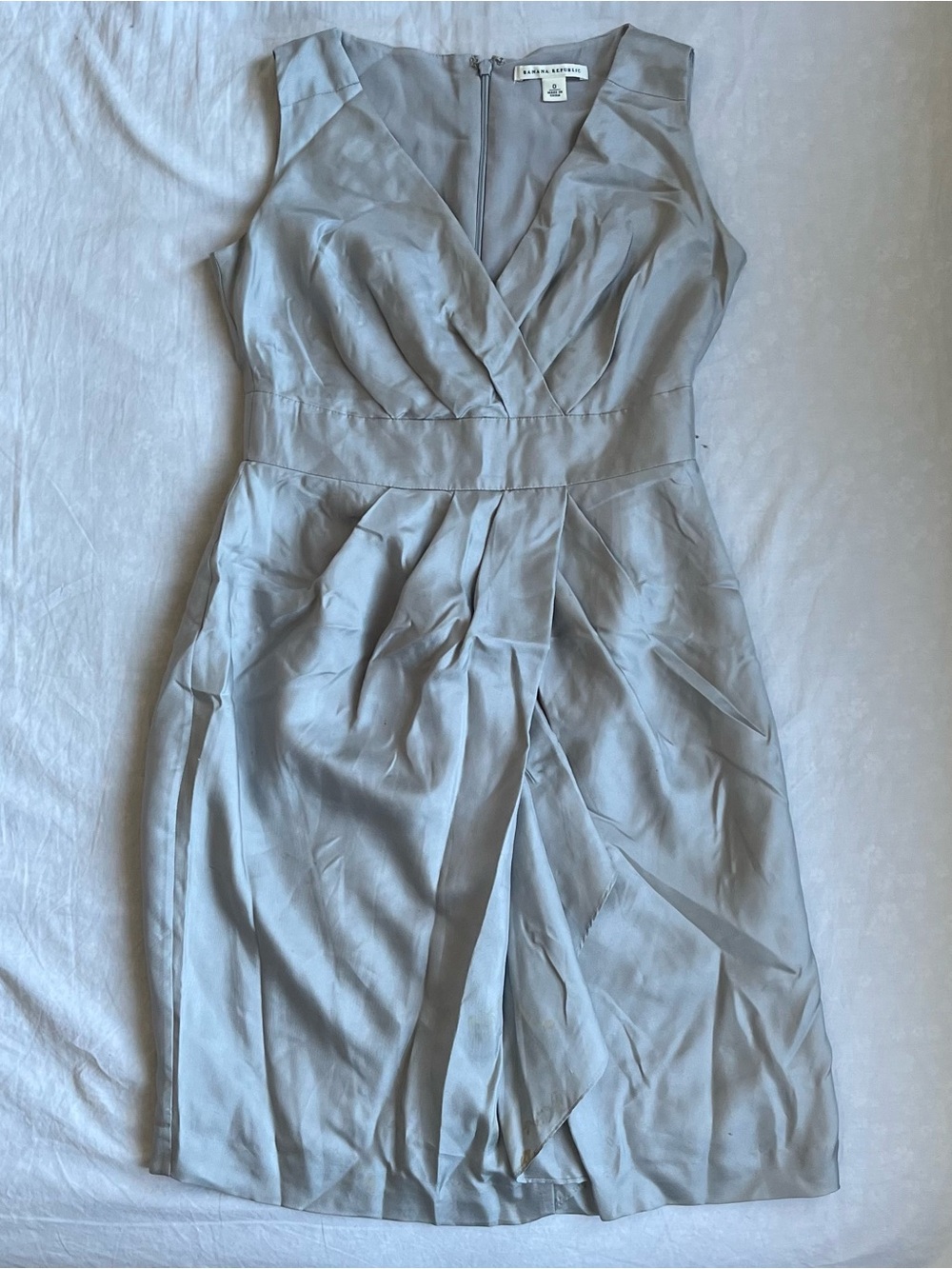gray sleeveless satin dress